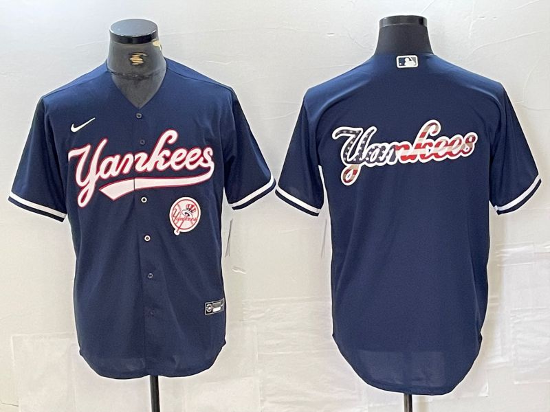 Men New York Yankees Blank Dark blue Second generation joint name Nike 2024 MLB Jersey style 20